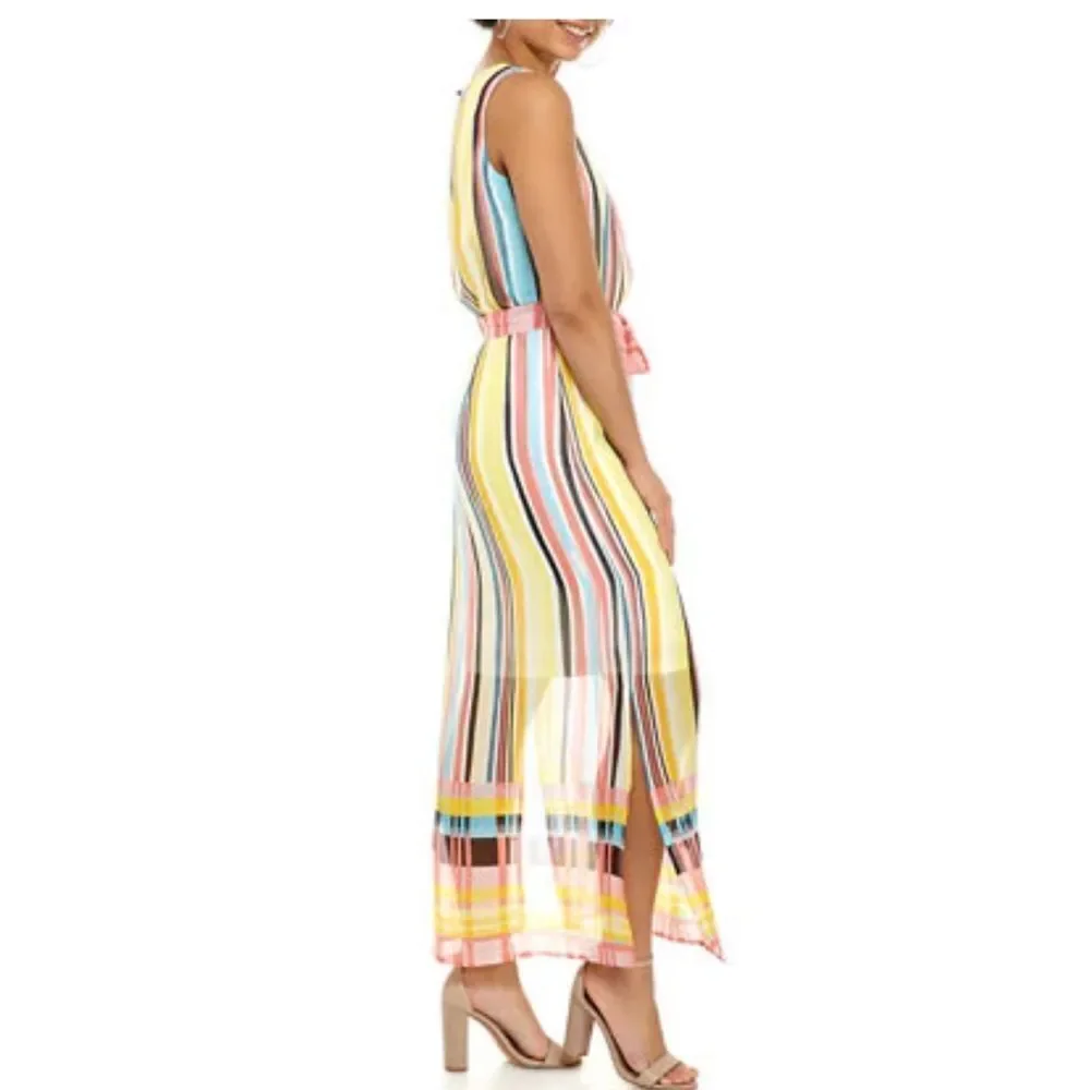 Nine West Sleeveless Printed Chiffon Maxi Dress - Picture 2 of 11
